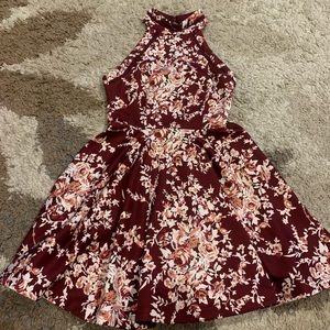 Maroon Flower Print special Occasion Dress